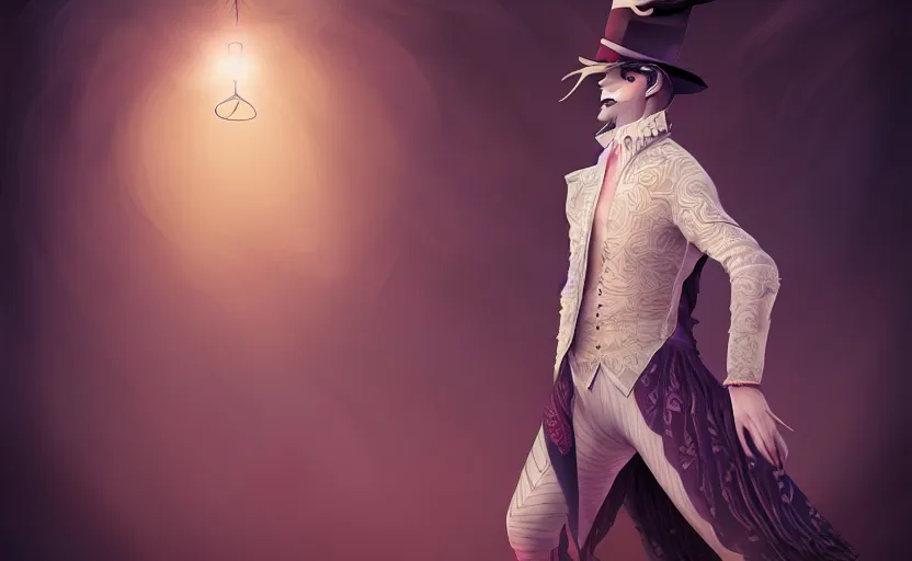 Image similar to award winning digital art of a attractive male pierrot, performing at a magnificent circus, beautiful circus themed background, trending artstation, digital art, aesthetic, bloom, intricate, elegant, sharp focus, digital illustration, highly detailed, octane render, digital painting, concept art, witchlight carnival, masterpiece