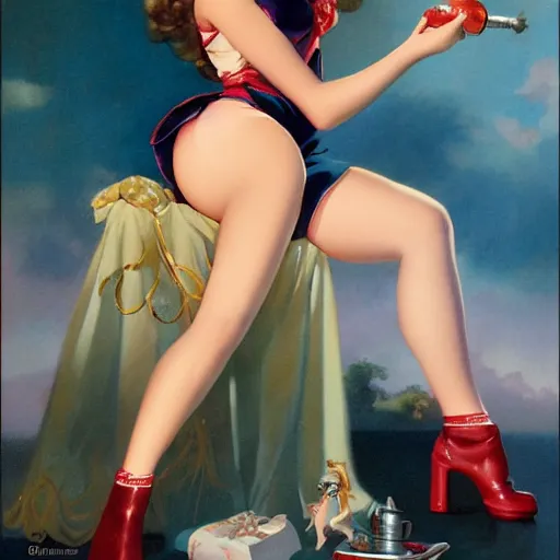 Prompt: hermione 1 1 1 by gil elvgren