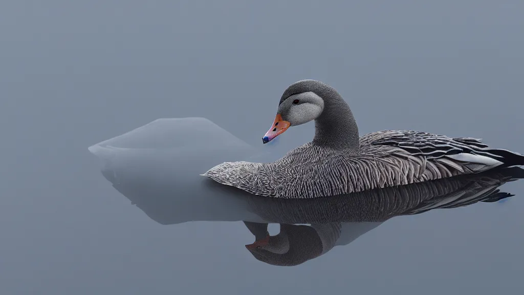 Image similar to cyberpunk greylag goose floating in space, 8k, cinematic, epic, ultra detailed, award winning, trending on artstationHD, dramatic