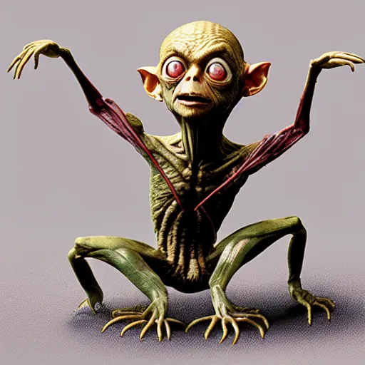 Image similar to Gollum with spider legs