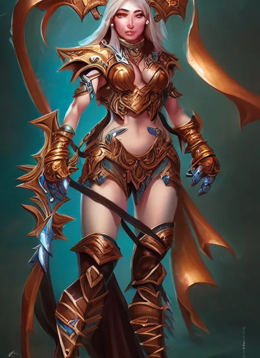 Image similar to sakimi chan, fantasy armor, detailed face, dynamic lighting, tony sart