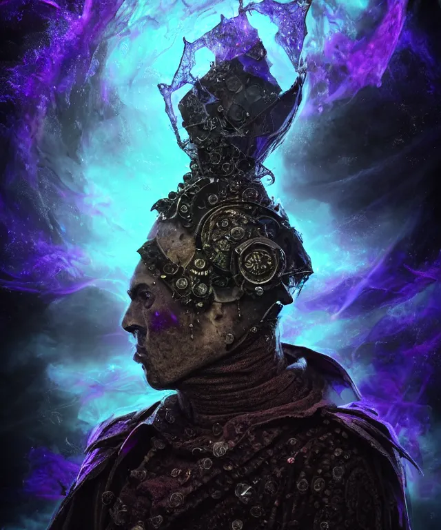 Image similar to impressive ominous front!! shot photo of a court jester character fine portrait fine portrait mesmerizing fractal hyper cubes platinum cracked dark future hyper dimensional space galactic crystal nebula edges elegant detailed intricate concept artstation sharp focus ray tracing cinematic masterpiece temporal corruption beeple wlop germ 8 4 k scifi glossy hyper realistic illustration canon eos r 3 fujifilm x - t 3 0 sony alpha a 6 6 0 0