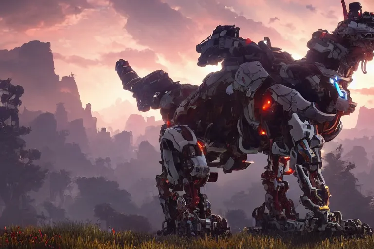 Image similar to burrower machine mecha animal beast robot of horizon forbidden west horizon zero dawn bioluminiscence global illumination ray tracing hdr fanart arstation by sung choi and eric pfeiffer and gabriel garza and casper konefal