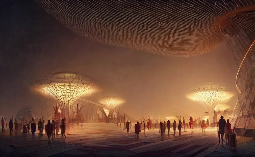 Prompt: singapore pavillion at the next world expo designed by gensler, elegant atmosphere, glowing lights, highly detailed, digital painting, artstation, concept art, smooth, sharp focus, illustration, art by wlop, mars ravelo and greg rutkowski