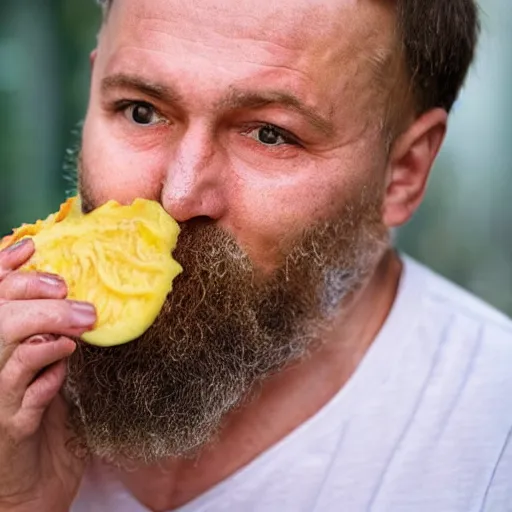 Prompt: a russian man eating the entire population of maryland