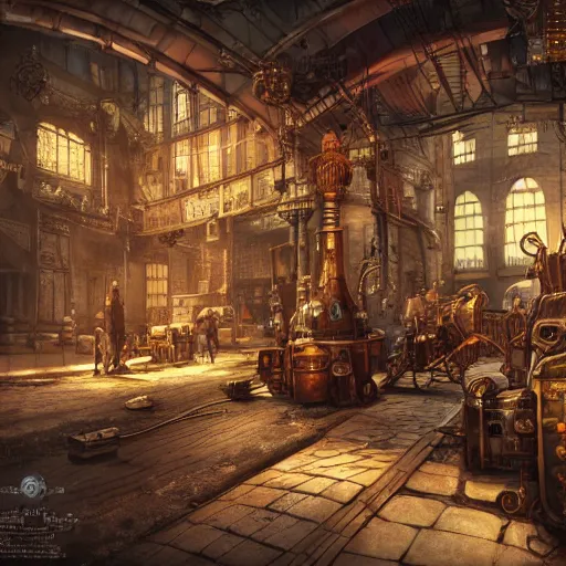 Image similar to inside a steampunk city, highly detailed, 4k, HDR, award-winning, artstation, octane render