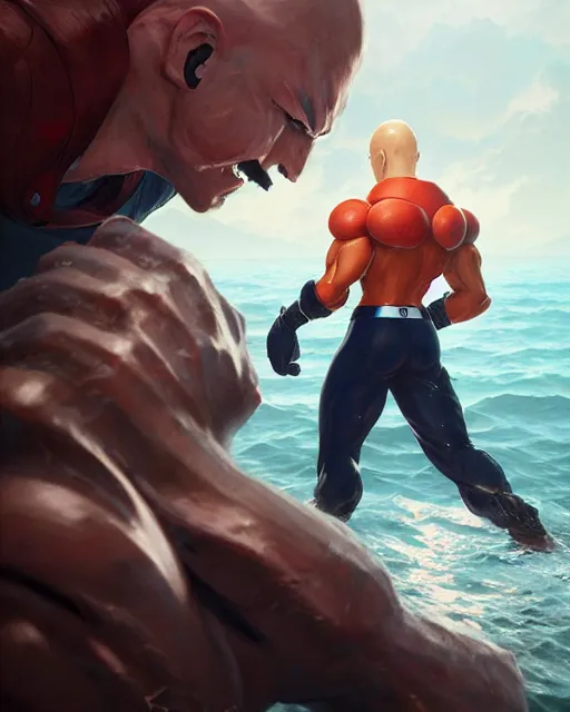 prompthunt: gigachad luigi bodybuilder fighting like saitama wearing a suit  in the mountain, fantasy character portrait, ultra realistic, anime key  visual, full body concept art like ernest khalimov, intricate details,  highly detailed