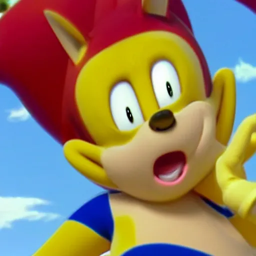 Image similar to Sonichu in the movie Sonic, movie still