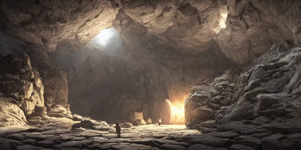 Image similar to discovery of a highly advanced civilization in a robotic digital cave made of metal with minimal lighting in the style of thomas cole, cinematic lighting, raytracing, 8 k, octane render, volumetric, vivid, beautiful, hyperrealism