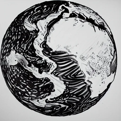 Prompt: intricate ink drawing of planet earth, trending on artstation