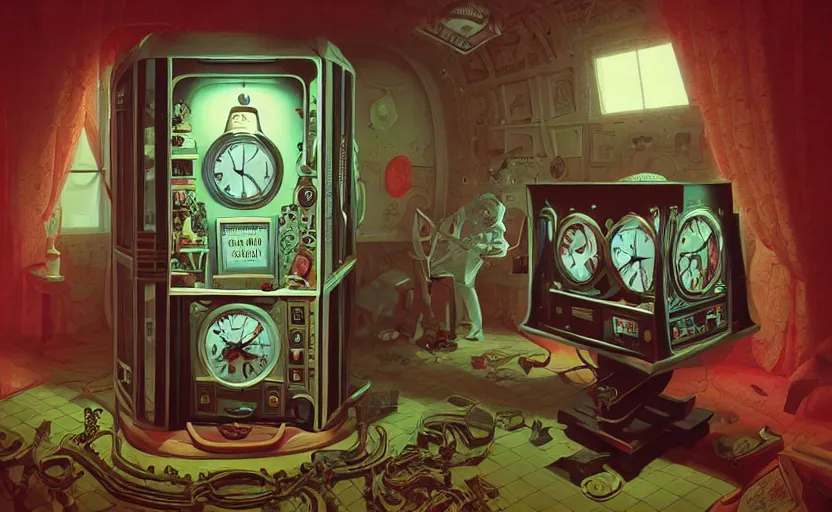 Image similar to Inside a time machine by James Gilleard, Mark Ryden, Wolfgang Lettl highly detailed