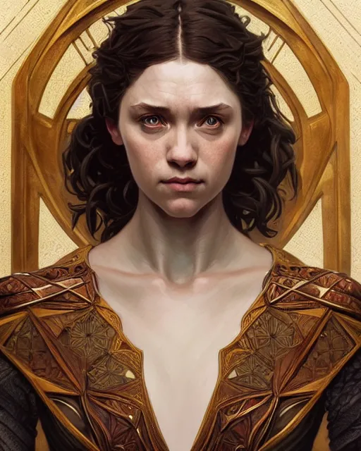 Image similar to symmetry!! portrait of anya stark, game of thrones, dnd, intricate, elegant, highly detailed, digital painting, artstation, concept art, smooth, sharp focus, illustration, art by artgerm and greg rutkowski and alphonse mucha