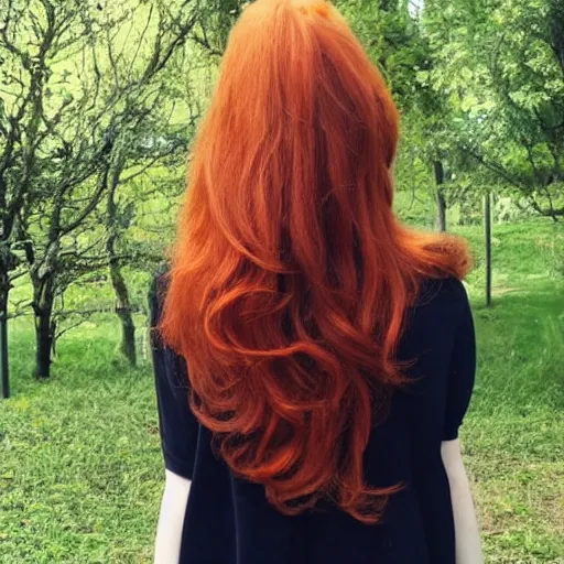 Prompt: very beautiful redhead woman looking back over her shoulder