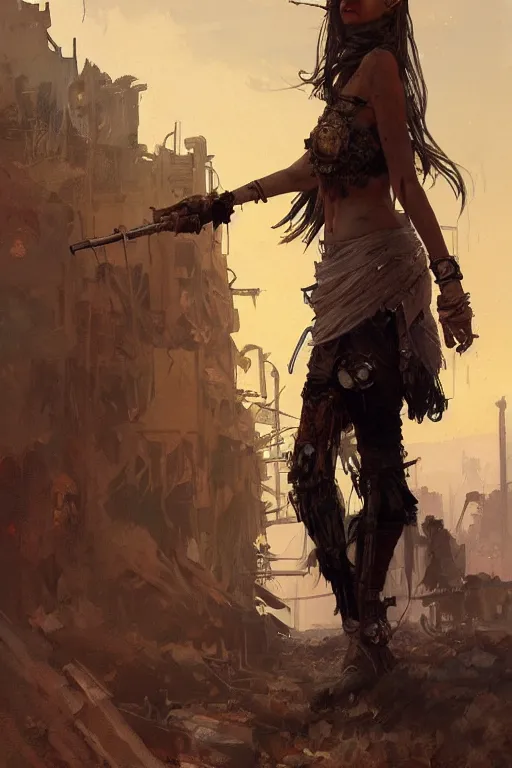 Prompt: a full body portrait of a beautiful post apocalyptic offworld harbor district bedouin blind pulp fiction scarlet wild rogue barbarian leper begging by the roadside, intricate, elegant, highly detailed, digital painting, artstation, concept art, smooth, sharp focus, illustration, art by krenz cushart and artem demura and alphonse mucha