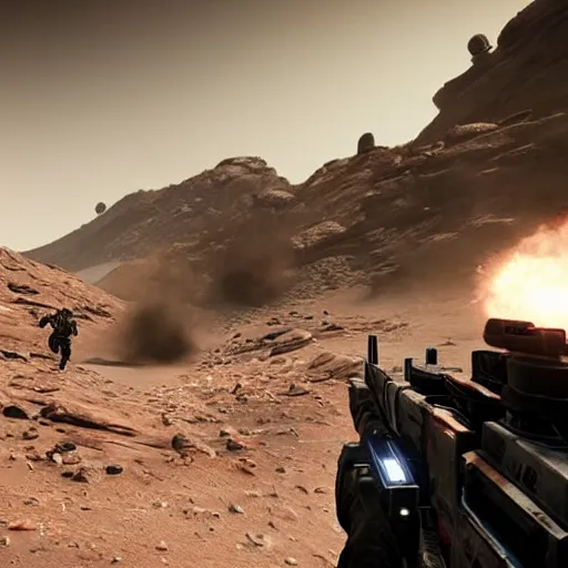 Prompt: new call of duty ps 5 game set on mars