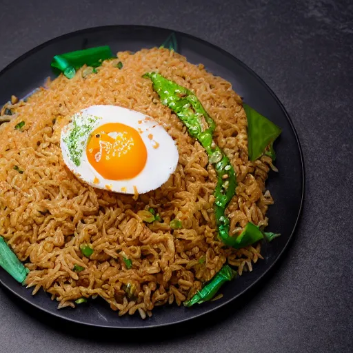 Image similar to nasi goreng in expensive restaurant, rouxbe, realistic, sharp focus, 8 k high definition, insanely detailed, intricate, elegant, food photography