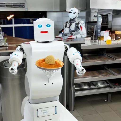 Image similar to robot serving ice cream.