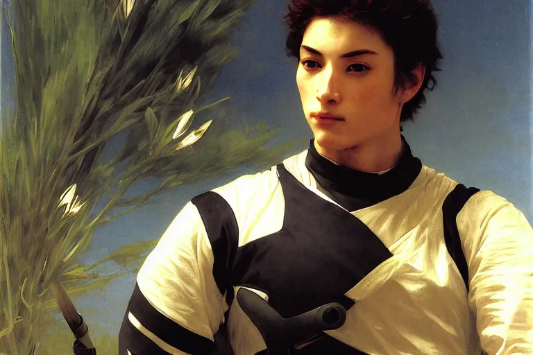 Image similar to portrait of a kamen rider, majestic, solemn, by bouguereau