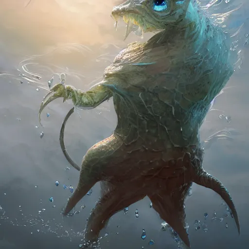 Prompt: a DND small water monster, made by Stanley Artgerm Lau, WLOP, Rossdraws, ArtStation, CGSociety, concept art, cgsociety, octane render, trending on artstation, artstationHD, artstationHQ, unreal engine, 4k, 8k,