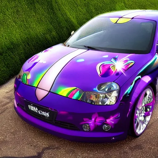 Prompt: shiny car wrap design inspired by Jeff Koons