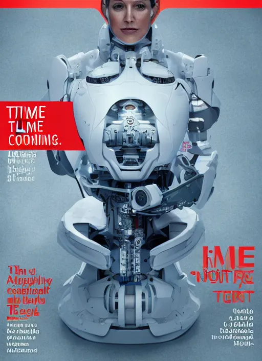 Image similar to TIME magazine cover, the coming AI singularity, 4k