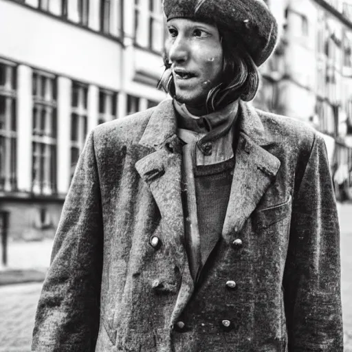 Image similar to A male German street fashion blogger from Berlin in the nineteen-twenties, highly detailed photo full shot, instagram post