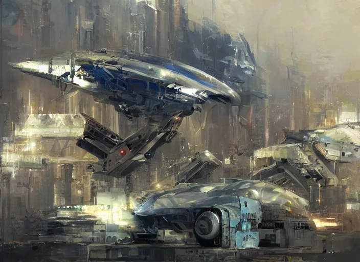 Image similar to Stark Industries, concept art oil painting by Jama Jurabaev and John Berkey, extremely detailed, brush hard, artstation