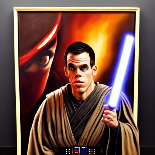 Prompt: steve - o as a jedi master, oil on canvas, cinematic