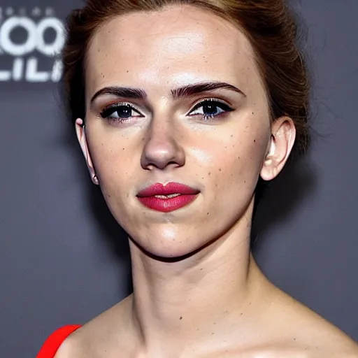 Image similar to a woman who is a genetic combination of scarlett johansson and emma watson face and upper - body focus