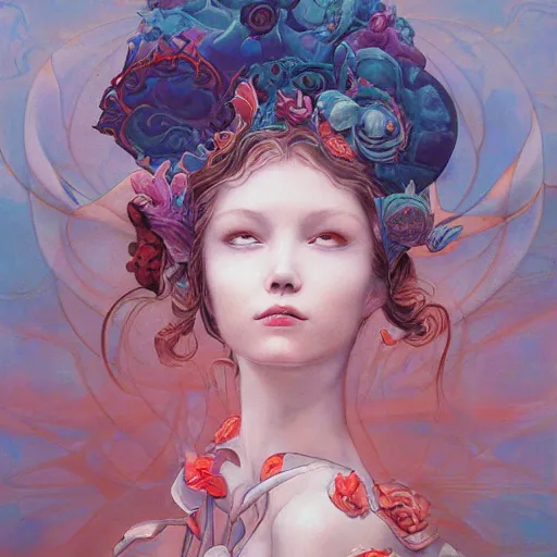 Image similar to thick oil painting of an ethereal princess by james jean