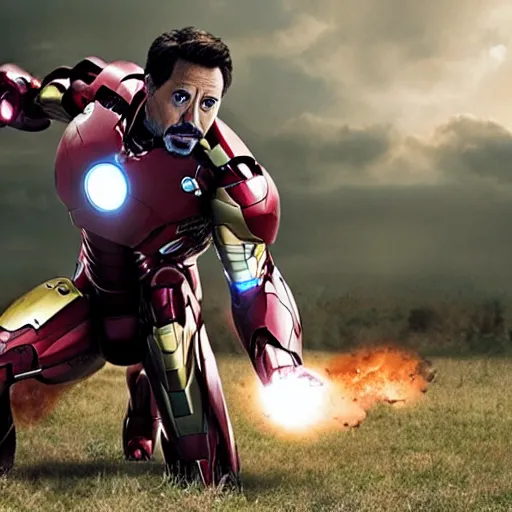 Image similar to iron man in the walking dead 4 k detailed super realistic