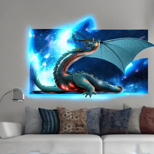 Image similar to a real dragon flying through space, galaxies, dlsr camera, hyper realistic, high definition, 4k