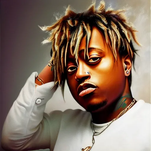 Prompt: Juice WRLD oil painting hyper realistic 4K quality