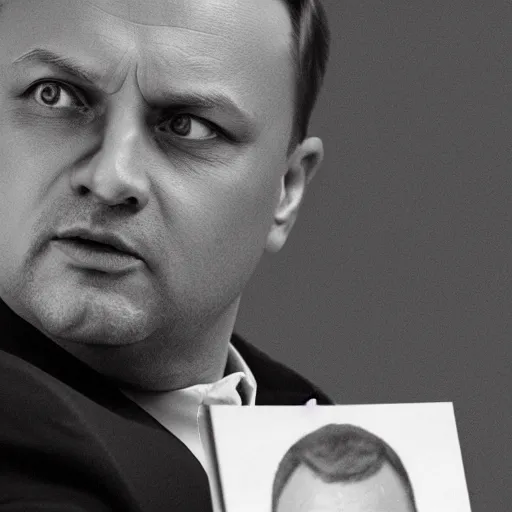 Prompt: andrzej duda in a horror game, official artwork