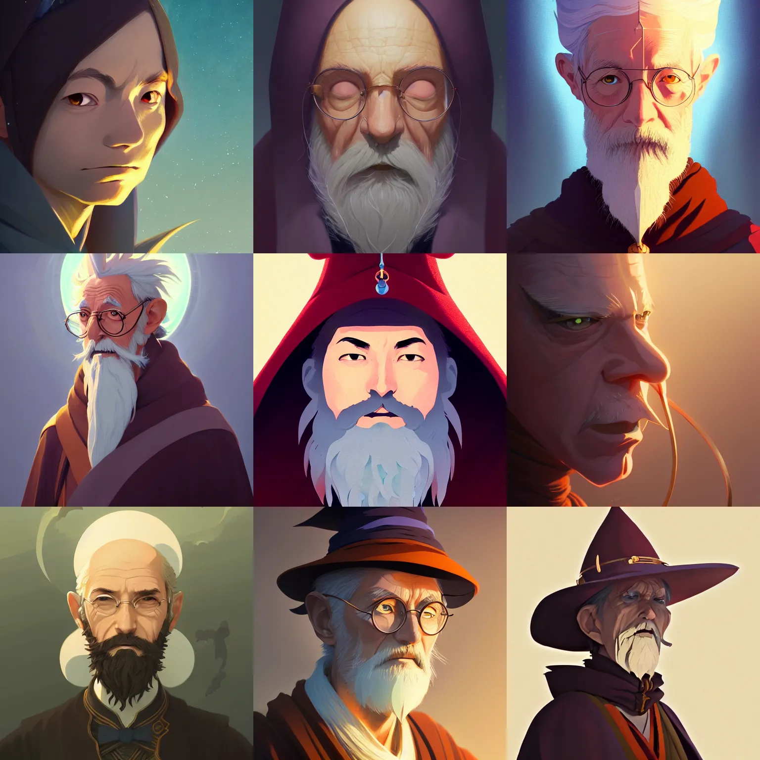 Prompt: portrait of a fantasy wizard mage, artstation, elegant, highly detailed, digital painting, concept art, smooth, sharp focus, illustration, art by studio ghibli, fujita goro, atey ghailan, tom whalen, jean giraud 8 k