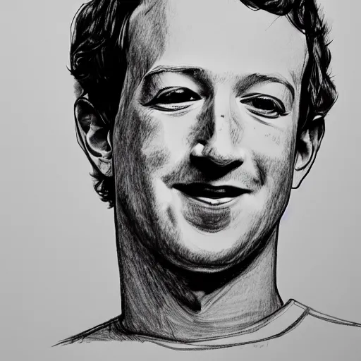 Image similar to pen sketch of mark zuckerberg, low detail, simple