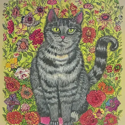 Image similar to cat in the style of Louis Wain