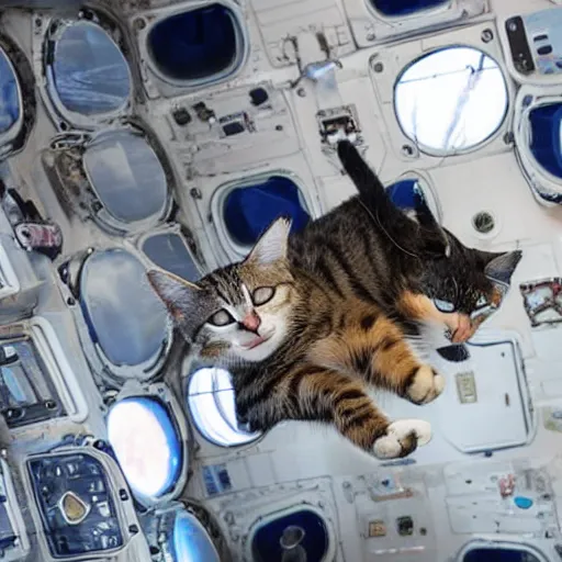 Image similar to Photo of cats floating inside the ISS