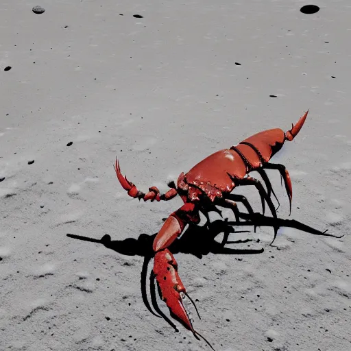 Prompt: wolves eat lobster on the moon