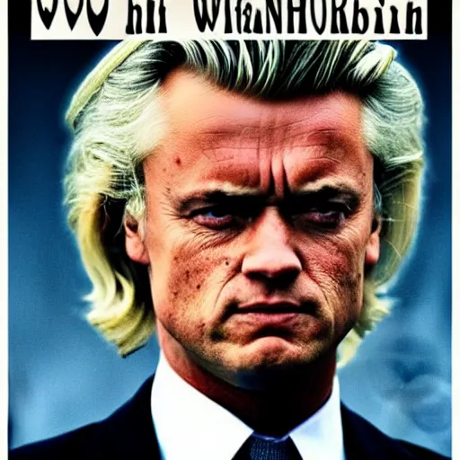 Image similar to geert wilders as terminator, movie poster