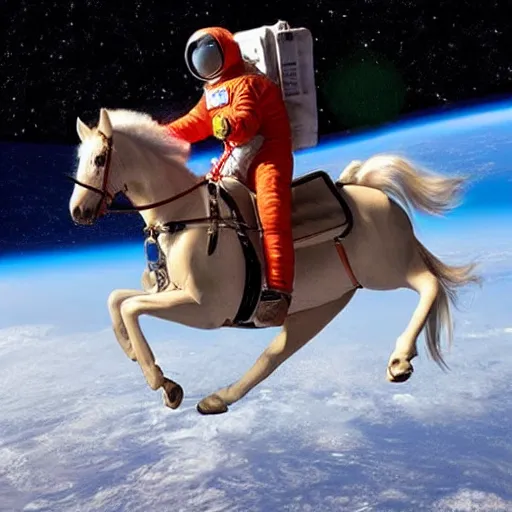 Image similar to astronaut riding a horse in space