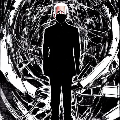 Image similar to Joe Biden looking sinister, by Tsutomu Nihei, highly detailed