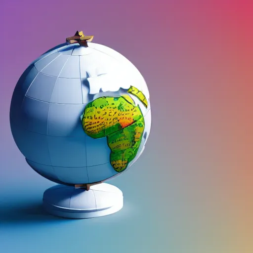 Image similar to an isometric globe with famous 3 d landmarks on it, 3 d render, 3 d model, smooth, ray tracing