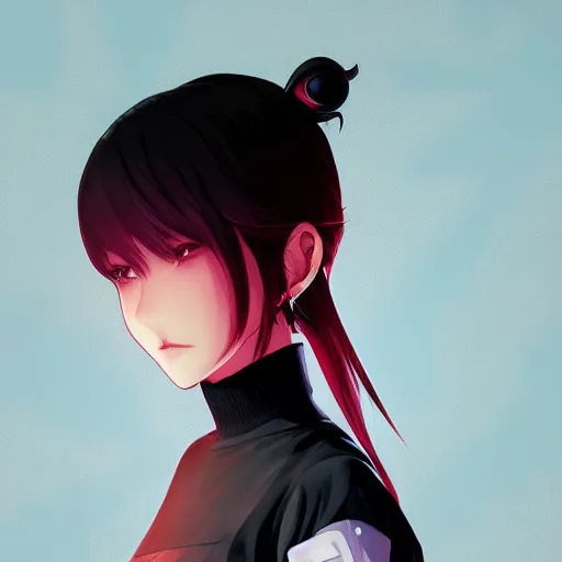 Image similar to shirt art, logo graphic design, manga style, realistic lighting, futuristic solid colors, made by ilya kuvshinov, sold on sukebannyc, from arknights, front portrait of a girl, elegant, shoulder eyes, jpop clothing, sneaker shoes, simple red background