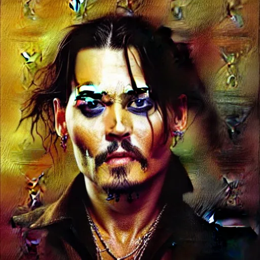 Prompt: portrait of johnny depp as a rat, detailed face, detailed painting, epic lighting, by ilya repin, phil hale and kent williams