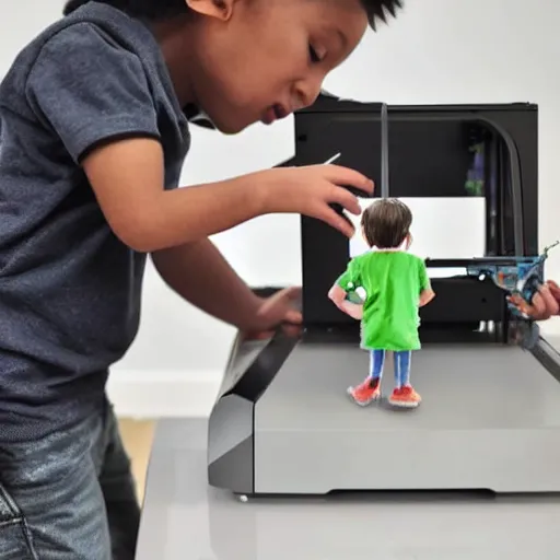 Image similar to a child using a 3 d printer