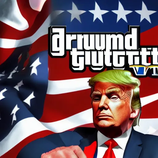 Image similar to donald trump in gta v, videogame render, 4 k, artstation