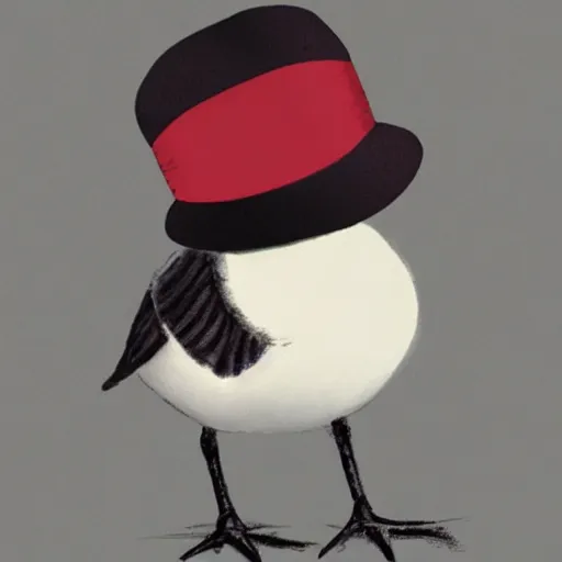 Image similar to gentlemanly bird wearing a bowler hat