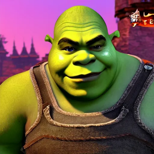 Image similar to shrek in final fantasy xiv, game graphics, clear, sharp, highly detailed