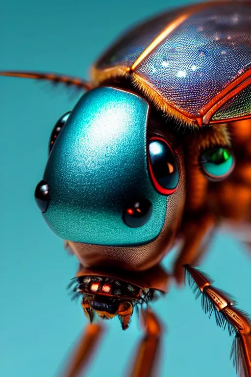 Image similar to high quality macro robot warrior metallic tachinid fly! gorgeous highly detailed hannah yata elson peter cinematic turquoise lighting high quality low angle hd 8k sharp shallow depth of field